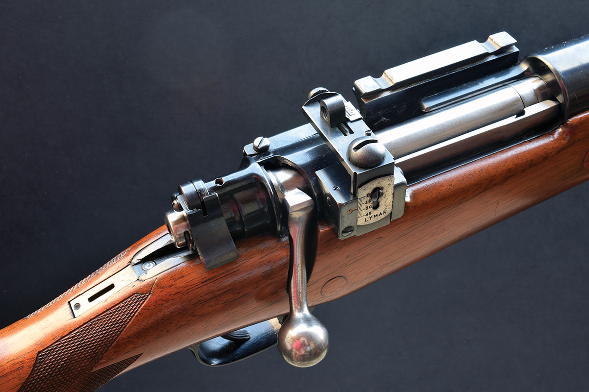 Jack O’Connor used his custom-built ’98 in 450 Watts on Cape buffalo. Clearly Mauser’s extractor.